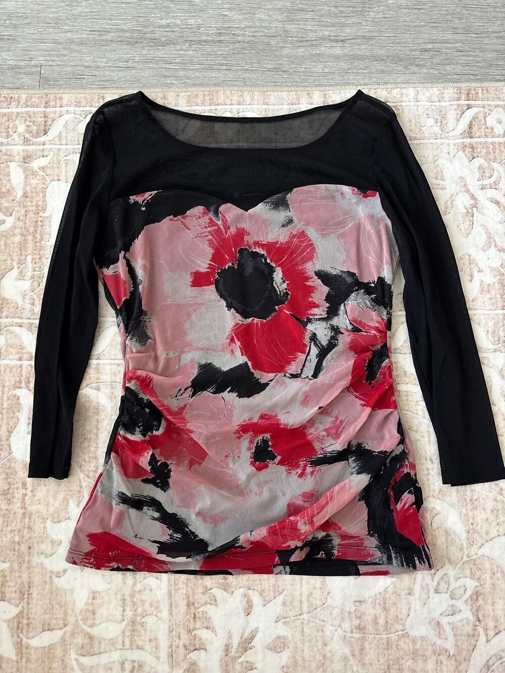 INC Floral Sheer Blouse
